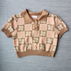 Altar'd State Retro Cropped Polo Top - XS